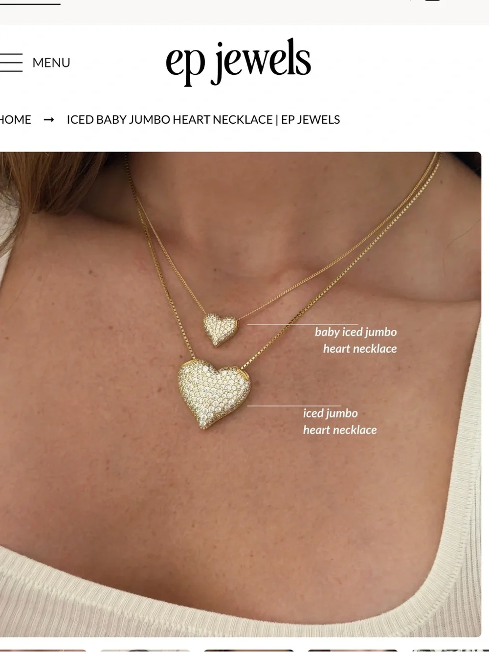ep jewels Iced Baby Jumbo Heart Necklace NIB - Picture 4 of 7